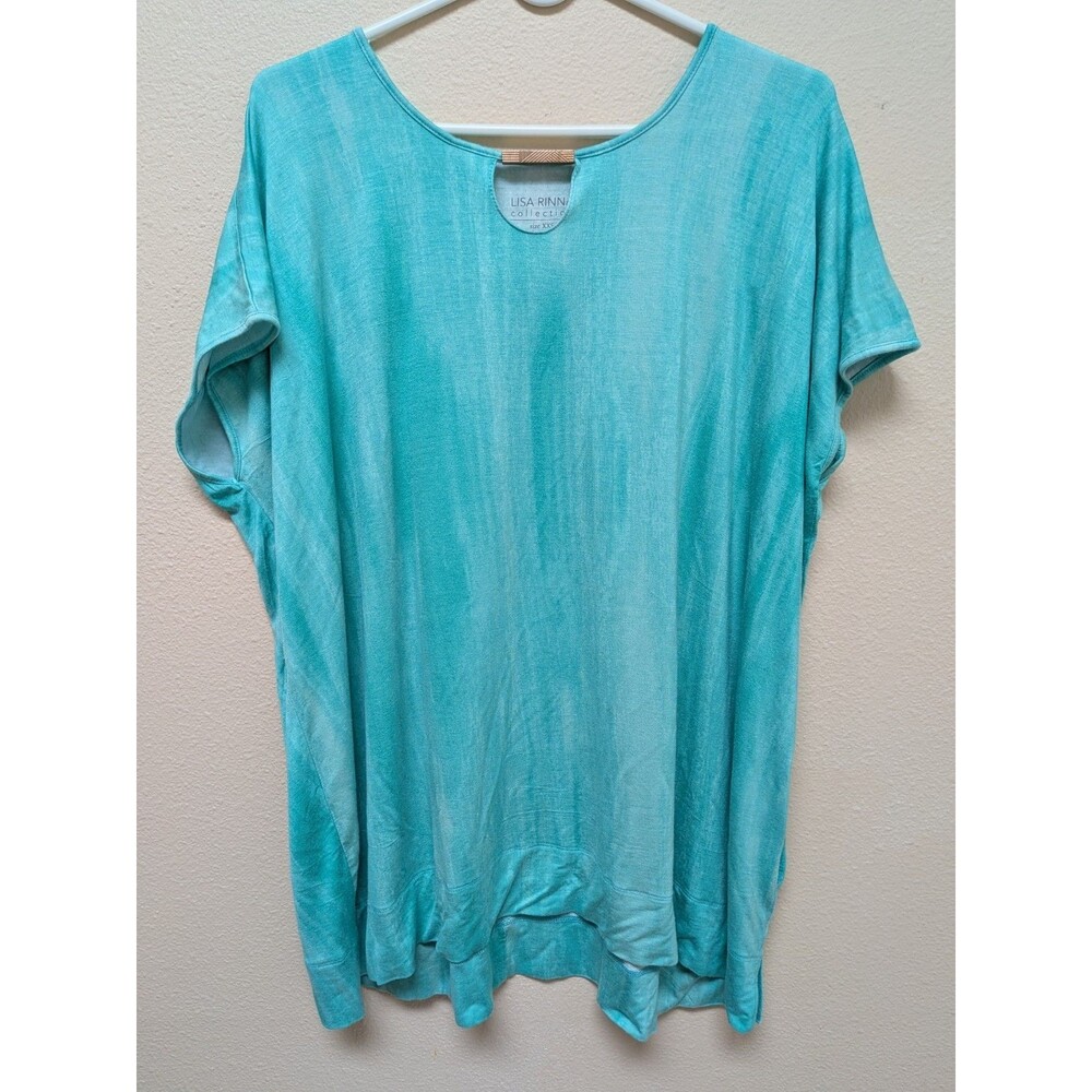 Lisa Rinna Collection Top Womens XXS Keyhole Neck Blousy Knit Rayon Stretch
